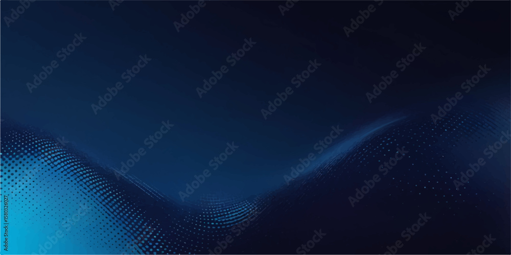 Poster blue abstract background with glowing lines and dynamic light waves
