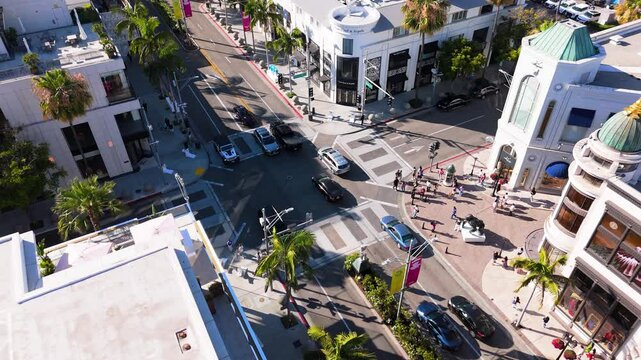 Iconic Beverly Hills corner at Rodeo Drive and Dayton Way