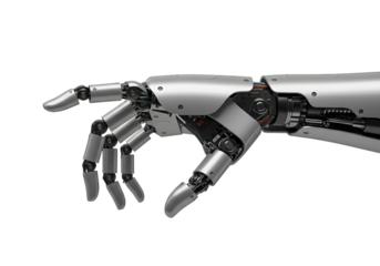 Isolated 3D Render of Metal Robotic Hand with Advanced Technology