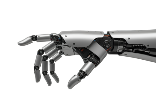 Isolated 3D Render of Metal Robotic Hand with Advanced Technology