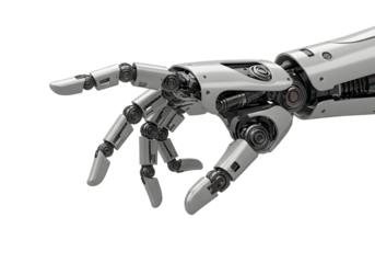 Isolated 3D Render of Robotic Hand Automation Arm on Transparent