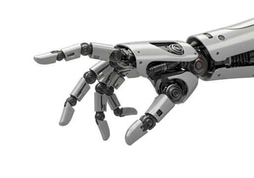 Isolated 3D Render of Robotic Hand Automation Arm on Transparent