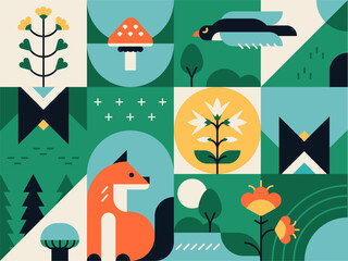 Nature and ecology - flat design style illustration