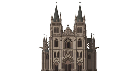 Fototapeta premium Pixel Art Illustration of a Detailed Gothic Cathedral with Intricate Architecture