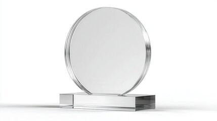 Blank glass trophy mockup, Empty acrylic award design mock up. Transparent crystal prize plate template.