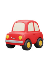 Isolated 3d Rendering of Cartoon Red Car Vehicle Automobile Toy