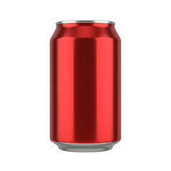 Red aluminum beverage can with glossy surface for drink design Isolated Transparent PNG Image