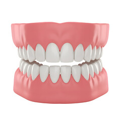 Obraz premium Realistic 3D Illustration of White Denture Model Dental Anatomy on Transparent Background