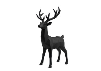 Isolated Low Poly Geometric Black Deer Sculpture