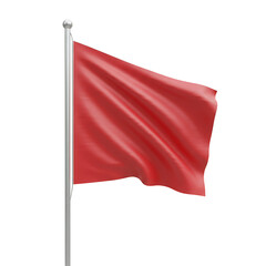 Realistic Waving Red Flag Symbol of Warning Sign Isolated Illustration
