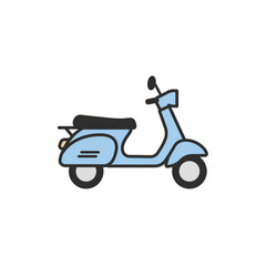 Obraz premium Retro Blue Scooter Illustration Vehicle Transport Motorcycle Moped Icon