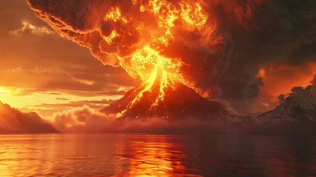 A volcanic eruption natural disaster