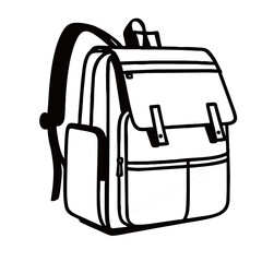 silhouette photo of a backpack with a white background