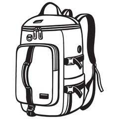 silhouette photo of a backpack with a white background