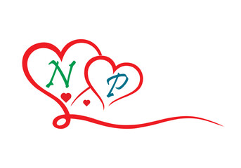 love and n p logo design 