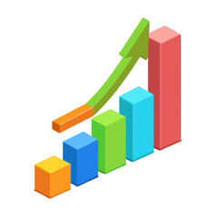 Colorful Growing Bar Graph on transparent background