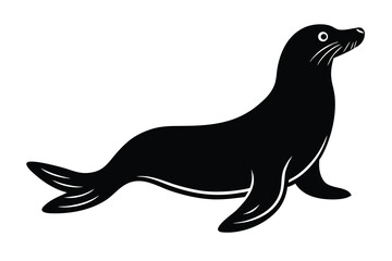 sea lion silhouette vector icon