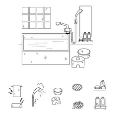 Dirty Kitchen and Related Items - Monochrome | clip studio paint hand-drawn illustration

