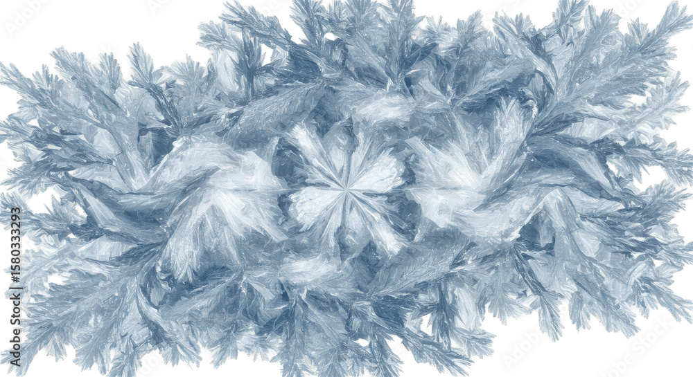 Poster transparent winter background with frost ice snowflake pattern texture