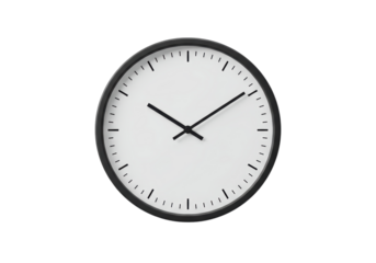 Isolated Minimalist Black and White Wall Clock