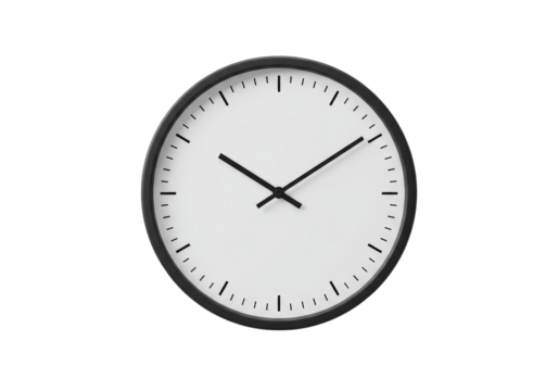Isolated Minimalist Black and White Wall Clock