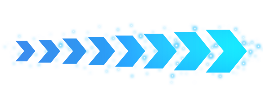 Series of modern, stylized right-pointing arrows with a clean, geometric design. Represent movement, direction, or progress, commonly used in digital interfaces, branding, or infographics.