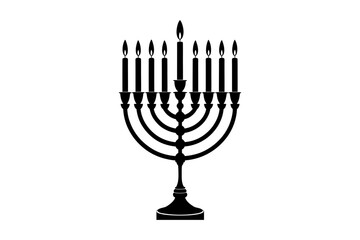 Illustration of a hanukkah menorah with nine candles