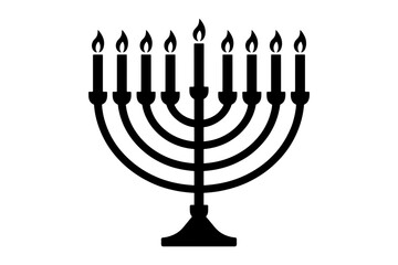 A silhouette of a hanukkah menorah with nine candles