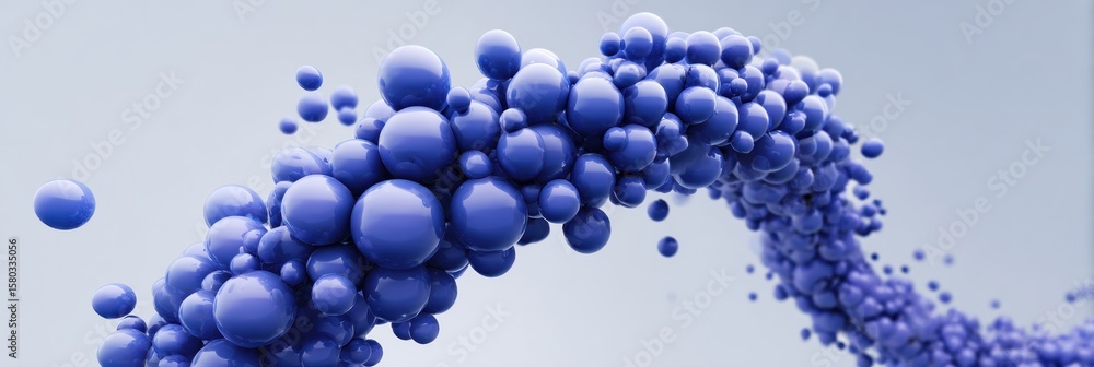 Poster floating 3d blueberries create a captivating helix shape in a futuristic composition with a dynamic 