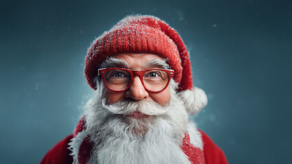 Attractive, smiling Cool Santa Claus - Positive Christmas or New Year concept.