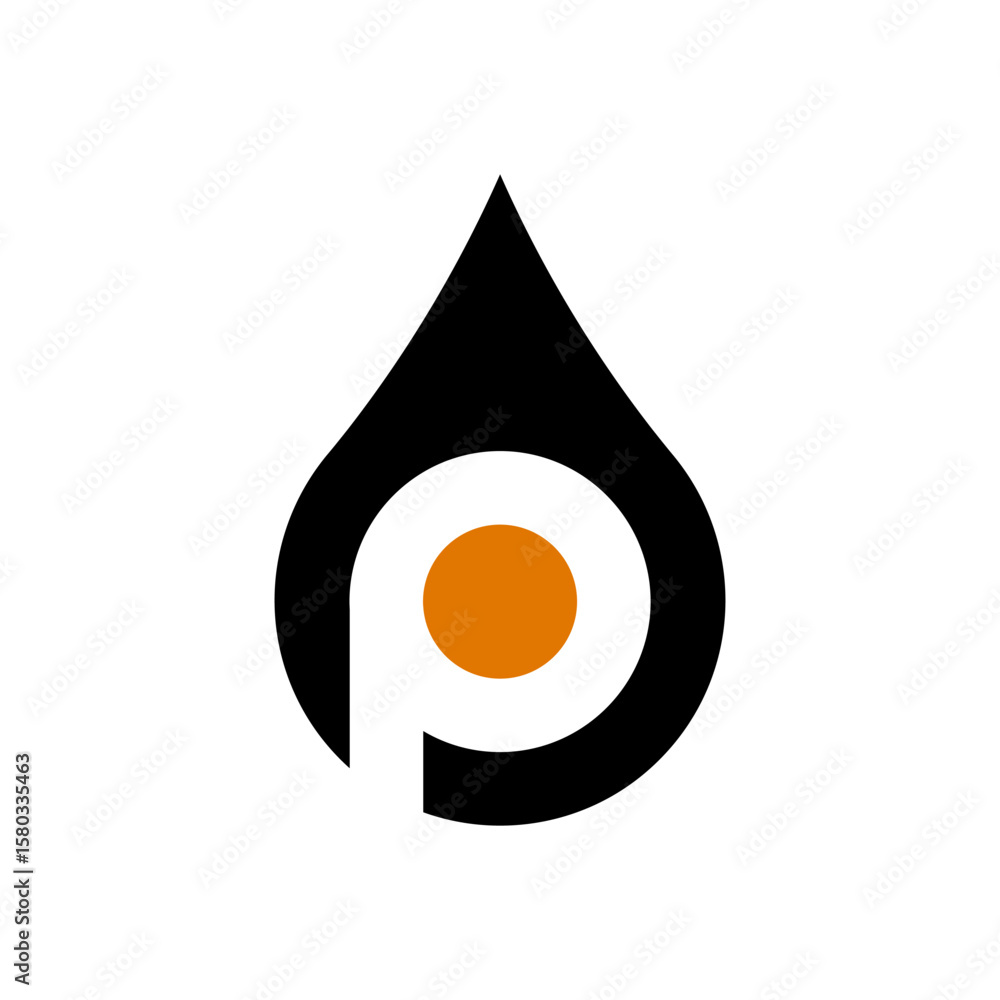 Fototapete a minimalist black droplet logo with an inverted 