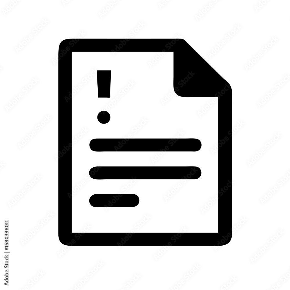 Poster complaint form for customer service feedback, showing page with exclamation mark and text lines. usi