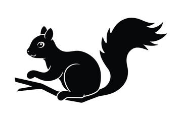 squirrel on branch vector icon