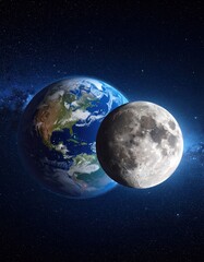 Obraz premium Earth and moon in space with starry background