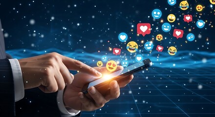 Social media interaction with animated emoji on a smartphone