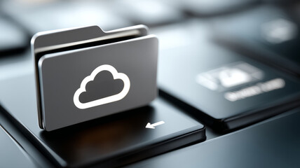 Cloud storage icon on a computer keyboard