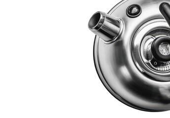 Close-up of a chrome kettle's top