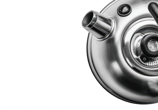 Close-up of a chrome kettle's top