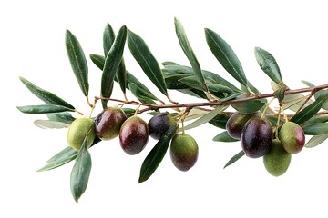 Obraz premium A Lush Olive Branch with Ripe and Unripe Olives