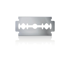 sharp razor blade on white background