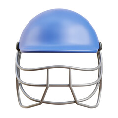 blue and silver Cricket Helmet 3d icon illustration