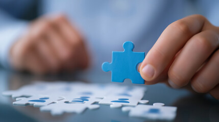 Recruitment Metaphor with Puzzle Piece to Complete the Team