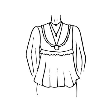 black and white blouse with necklaces clip art preview