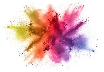 Isolated Abstract Powder Explosion with Vibrant Colors and Transparent Background