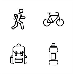 Outdoor Activity Icons – Hiking, Cycling, Running, Water Bottle, Backpack