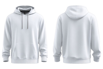 Blank white hoodie, front and back views (2)
