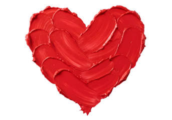 Isolated Abstract Smear of Red Heart Texture Paint on Transparent