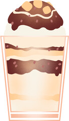 여름 간식 일러스트. 인절미가 올라간 팥빙수 컵빙수 일러스트