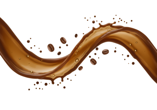 Isolated Abstract Splash of Brown Coffee with Transparent Background