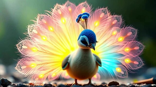 peacock with beautiful feathers, 4k video